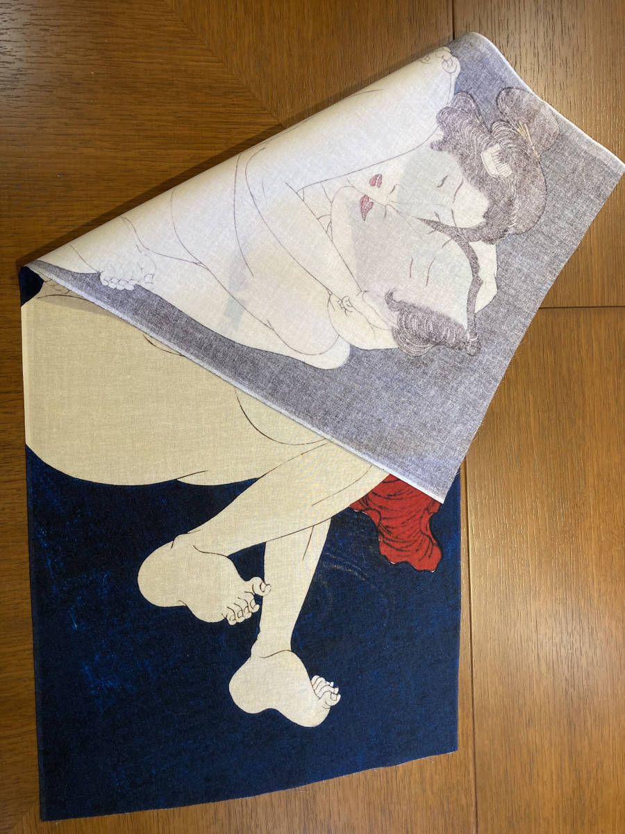 枕説色掃溜　歌川芳信　春画　浮世絵　手ぬぐい　サイズは約80cm 35cm_画像3