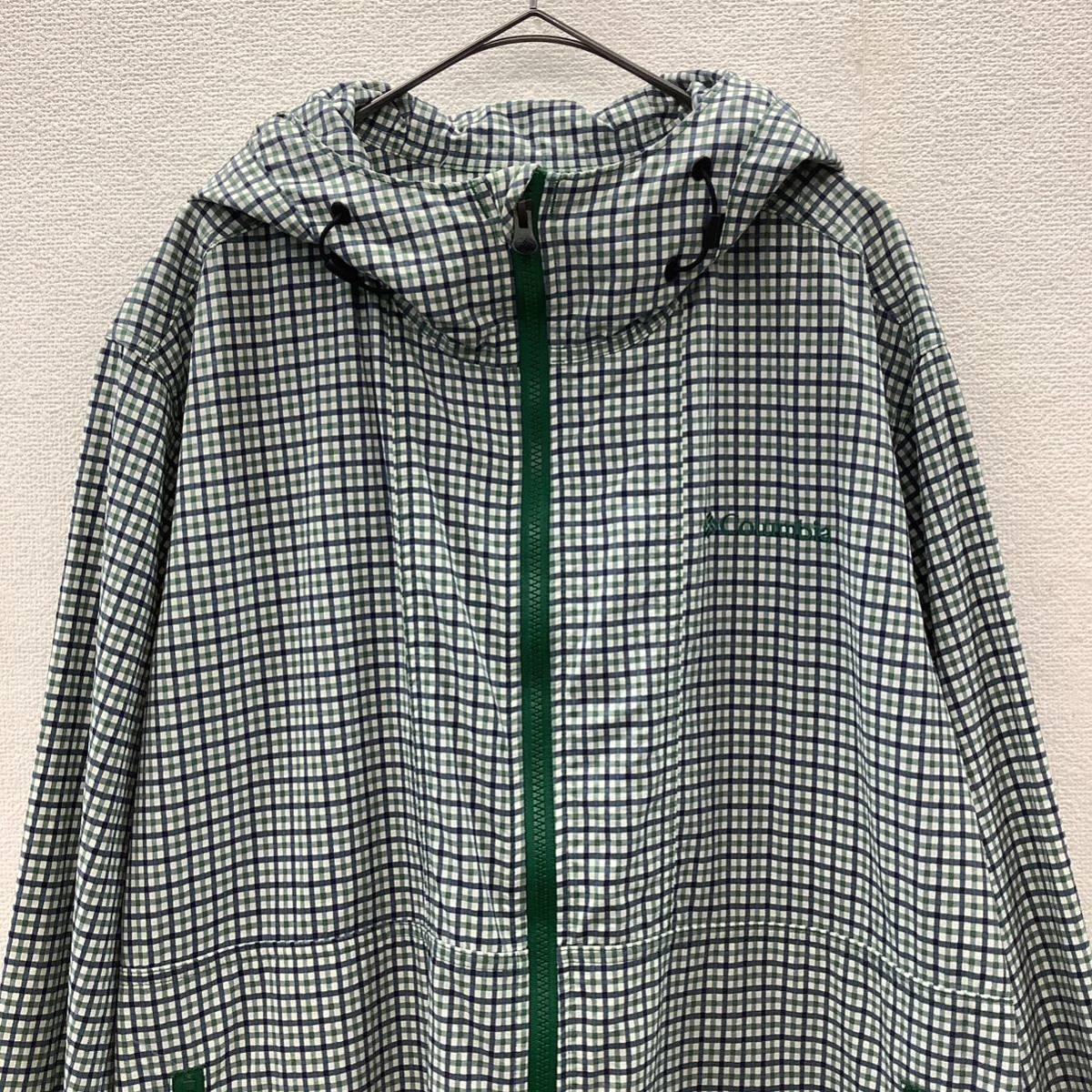 Columbia コロンビア チェック ナイロンジャケット マウンテンパーカー グリーン size L 72320