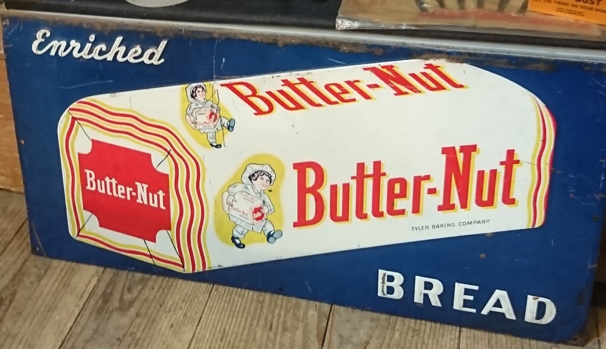 50s vintage ブリキ 看板 sign boad butter nut bread