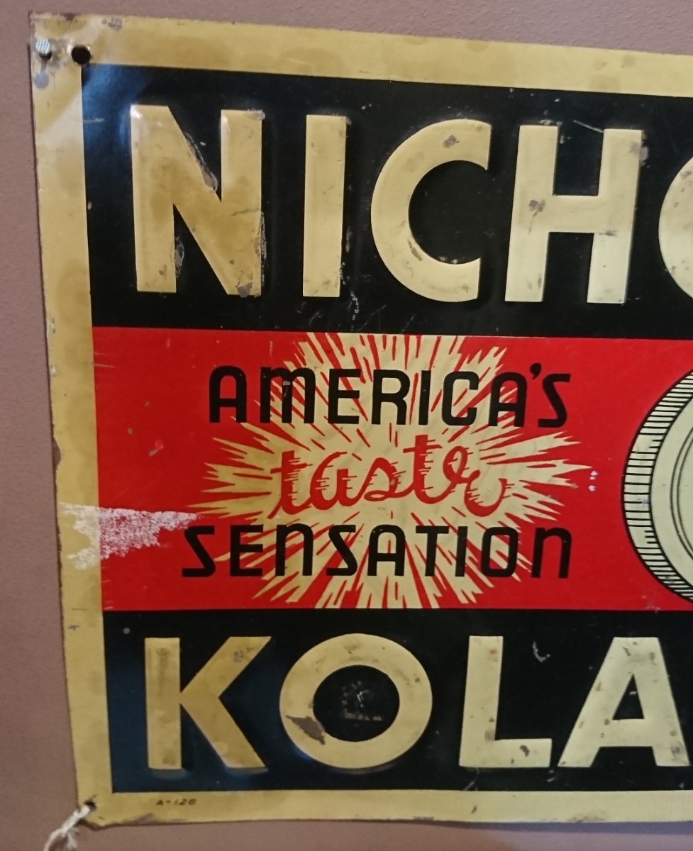 nicol kola 40s vintage sign boad アンティーク 看板 ブリキ ニコル コーラ_画像2