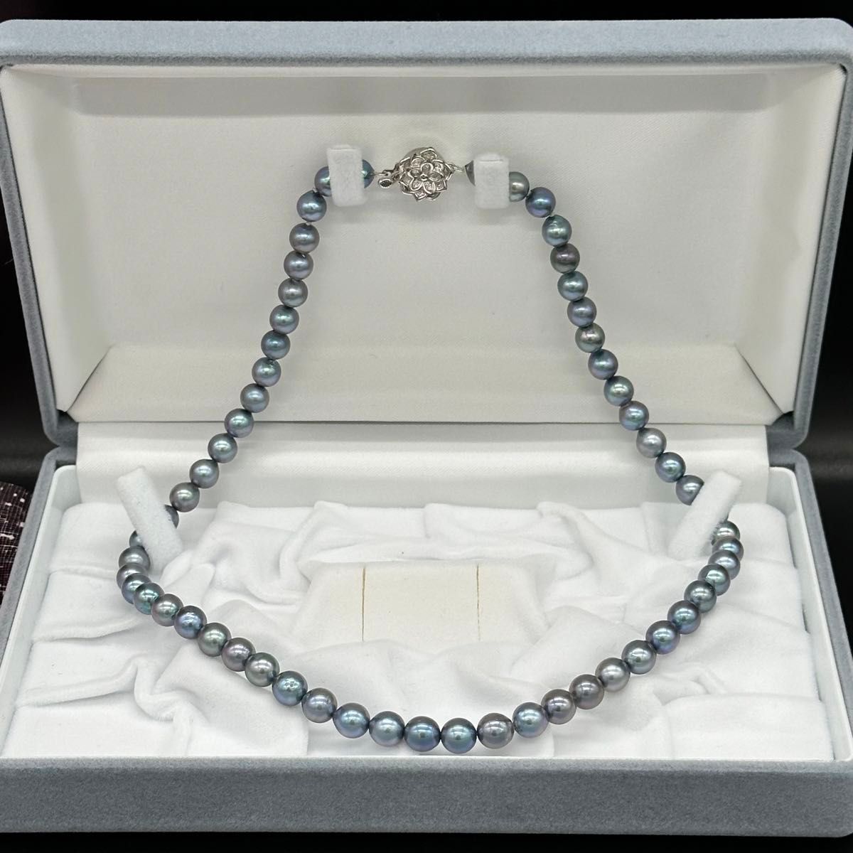 新品本物 ✨美品✨本真珠 アコヤパールネックレス ブルーグレー SILVER