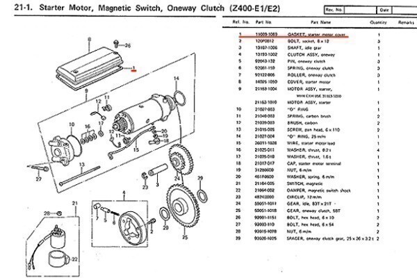 ◆535◆ セルモーターカバー ガスケット リプロ品 カワサキ 純正品番 11009-1069 対応 Z400FX Z400J Z500 Z550系(2)_画像2