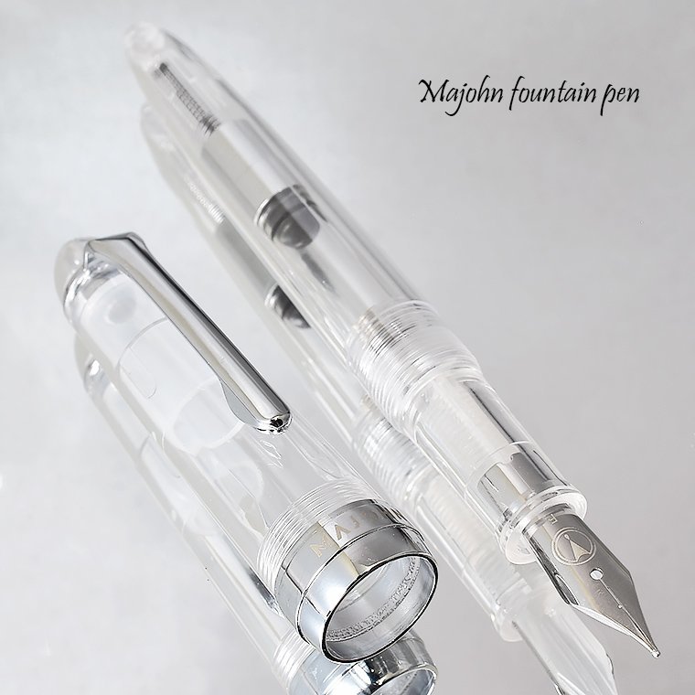 ◆●万年筆【MAJOHN/末匠】S6 透明軸 シンプル 王道デザイン EF 極細 ペン芯透明 インク色を楽しむ デモンストレーター 両用式 新品/MS6-EF_※今回はEF(極細)の出品です