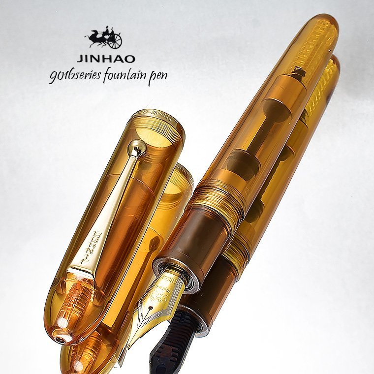 ◆●万年筆【JINHAO/金豪】9016 DADAO 中太軸 クリアイエロー 透明軸 コンバーター専用 デモンストレーター M中字 新品 1円～/JH158CLYW-M_画像2