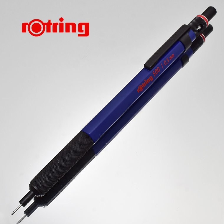 ◆●【ROTRING/ロットリング】rotring500 製図用 シャープペンシル 0.5mm ブルー 青色 硬度表示 六角軸 ノック式 新品未使用/RO15-BLS