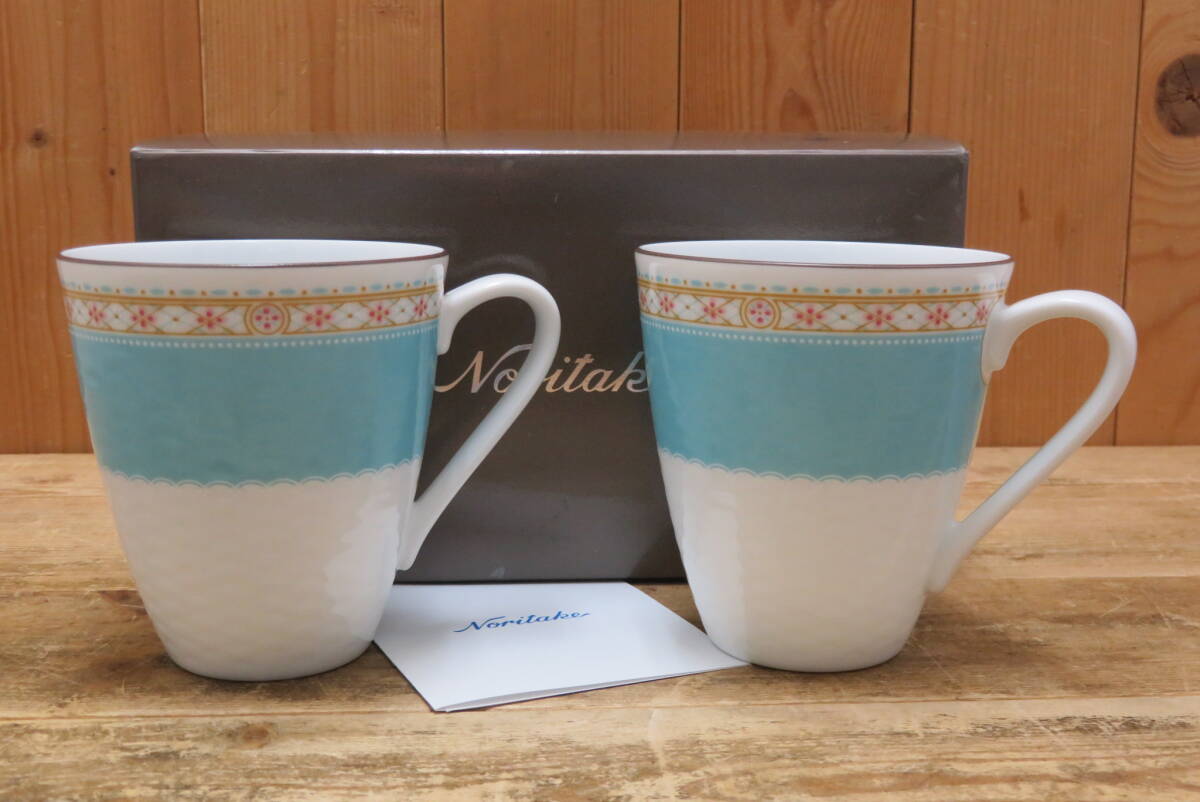 即決・美品☆ノリタケ・ハミングブルー マグカップ ペア・2客セット・Noritake_画像1