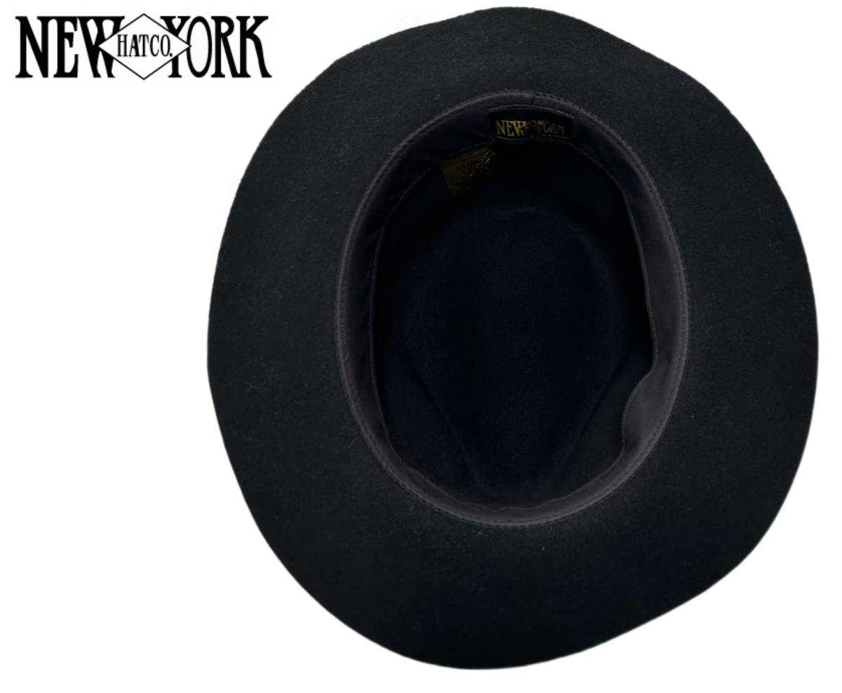 ★USA製 NEW YORK HAT ニューヨークハット 中折れ ウール ハット ブラック XL_画像3