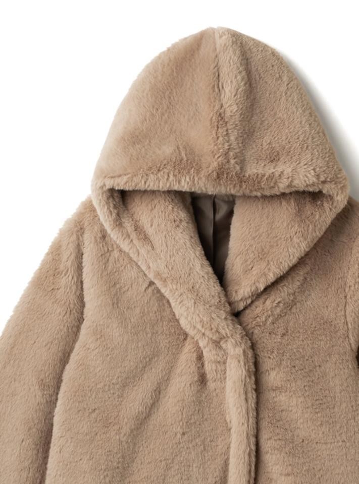 [ free shipping ] with a hood . volume fur coat jacket fur coat blouson fake fur outer .........