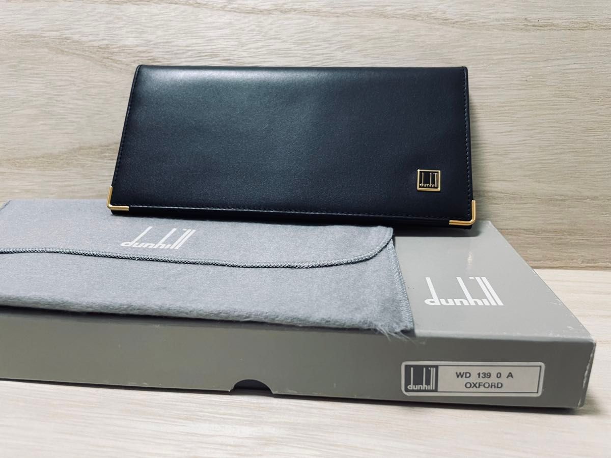 ☆ 【新品・未使用】ダンヒル dunhill 長財布　小銭入れ有り カードポケット× 10 枚 二つ折長財布 レーザーブラック 