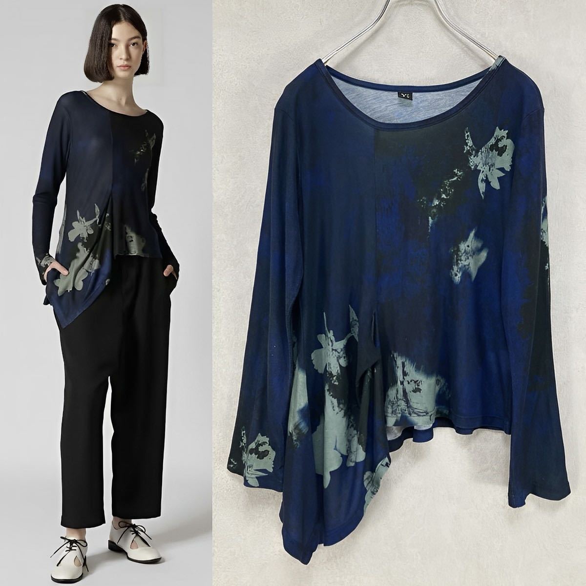 Y's 23RESORT FLOWER PRINT FRONT DRAPE T_画像1