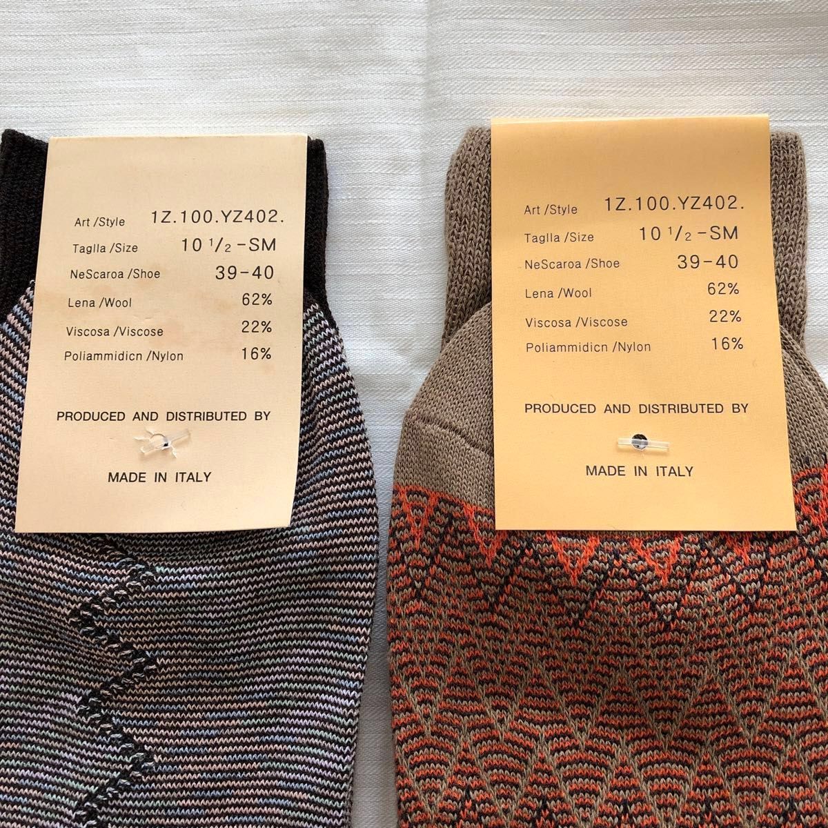 イタリア製　MISSONI SPORT ウール混ソックス　未着用品　ミッソーニスポーツ　MADE IN ITALY ジグザグ　靴下