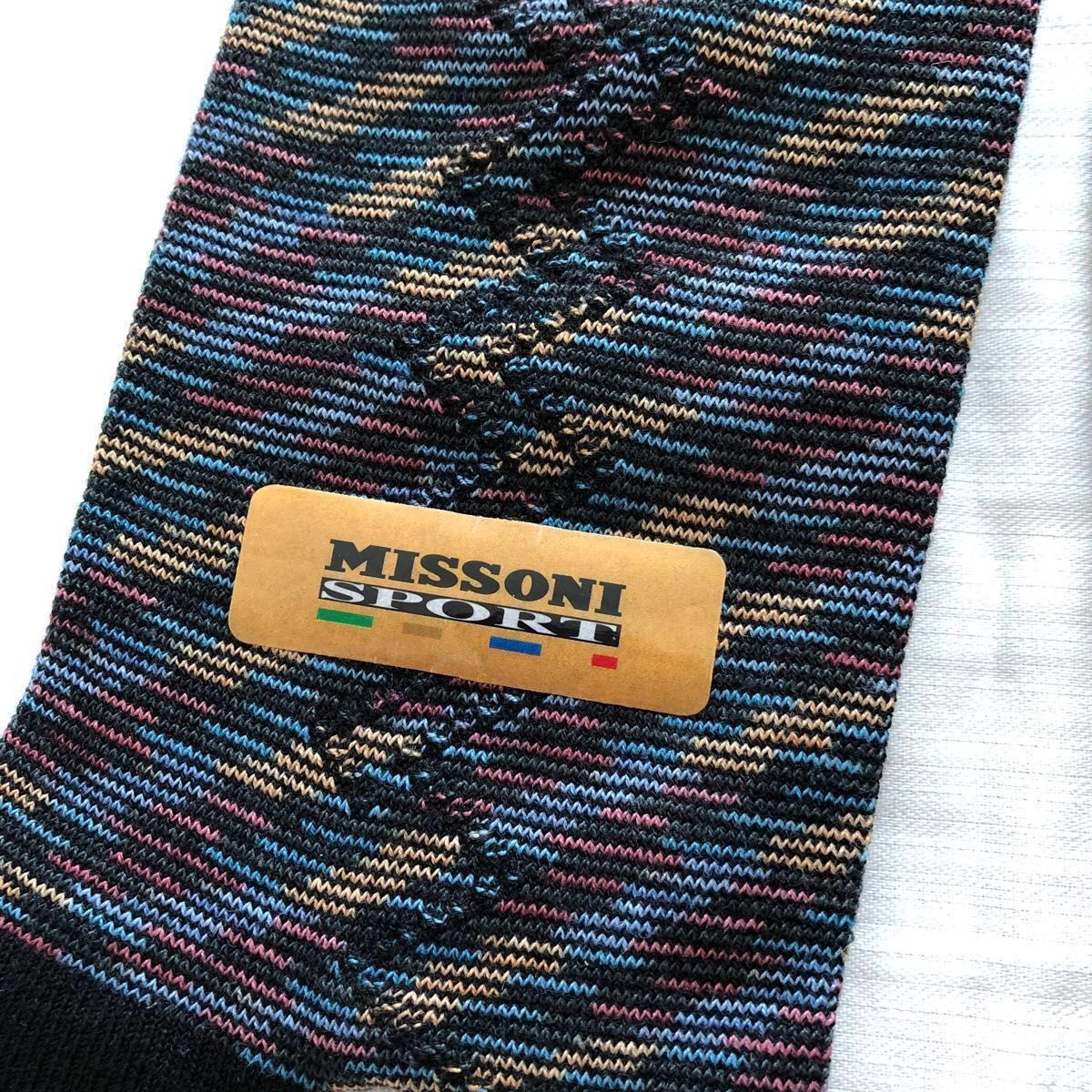 未着用品　MISSONI SPORT ウール混靴下　イタリア製　ミッソーニスポーツ　MADE IN ITALY ジグザグ　ソックス