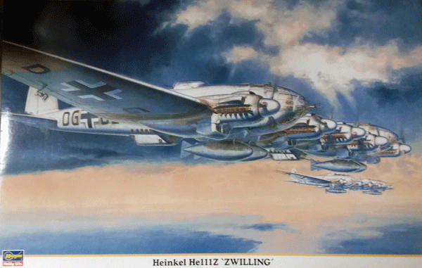 ハセガワ/1/72/ドイツ空軍ハインケルHe-111Zツヴァィーリング/大型輸送グライダー曳航機/未組立品