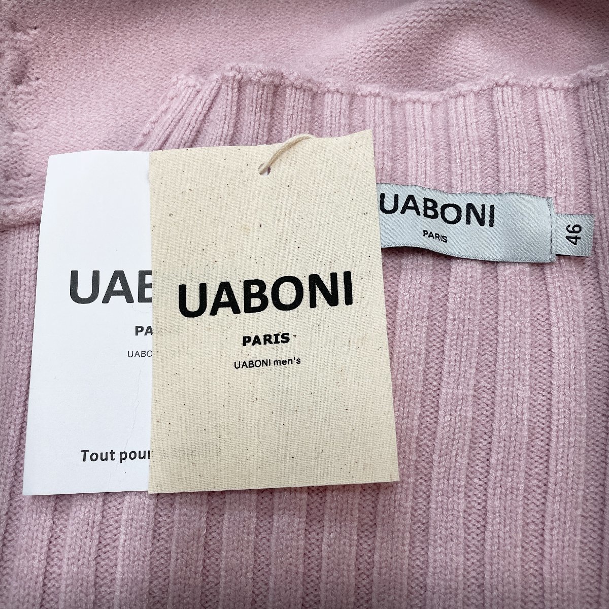 一枚限定EU製＆定価5万◆UABONI*Paris*セーター*ユアボニ*パリ発◆ウール ソフト 厚手 リブ編み 暖かい ニット ロング丈 レディース L/48_画像10