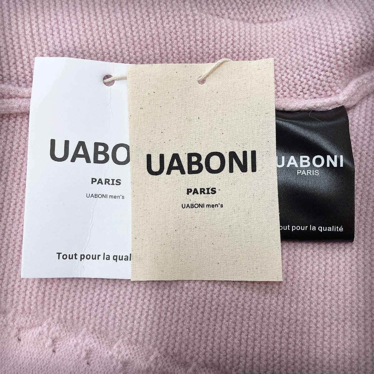 一枚限定EU製＆定価5万◆UABONI*Paris*セーター*ユアボニ*パリ発◆ウール ソフト 厚手 リブ編み 暖かい ニット ロング丈 レディース L/48_画像9