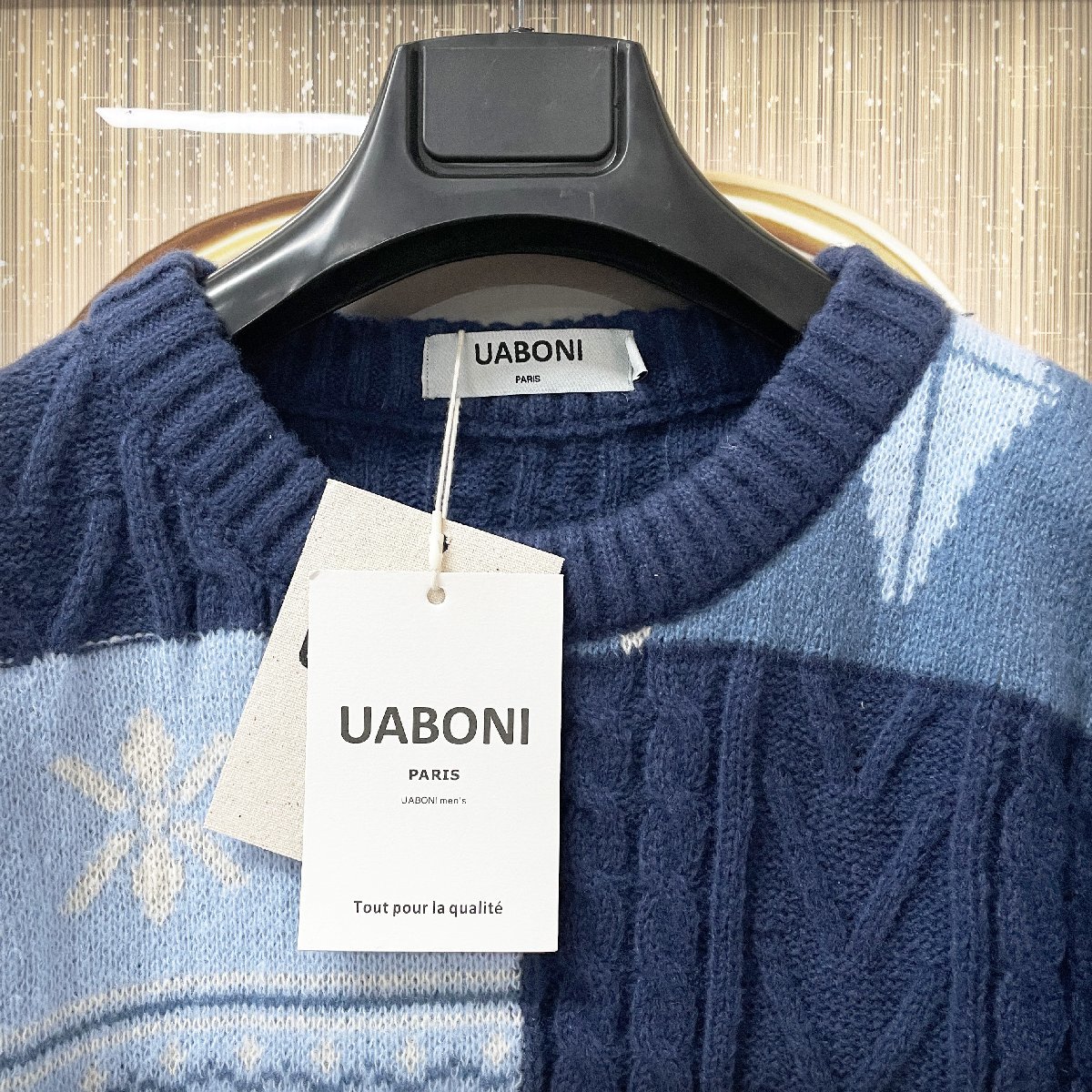 個性EU製＆定価5万◆UABONI*Paris*ユアボニ*クリスマス限定・セーター◆ウール ソフト 暖か 肉厚 ニット トレーナー 男女兼用 2XL/52サイズ_画像3