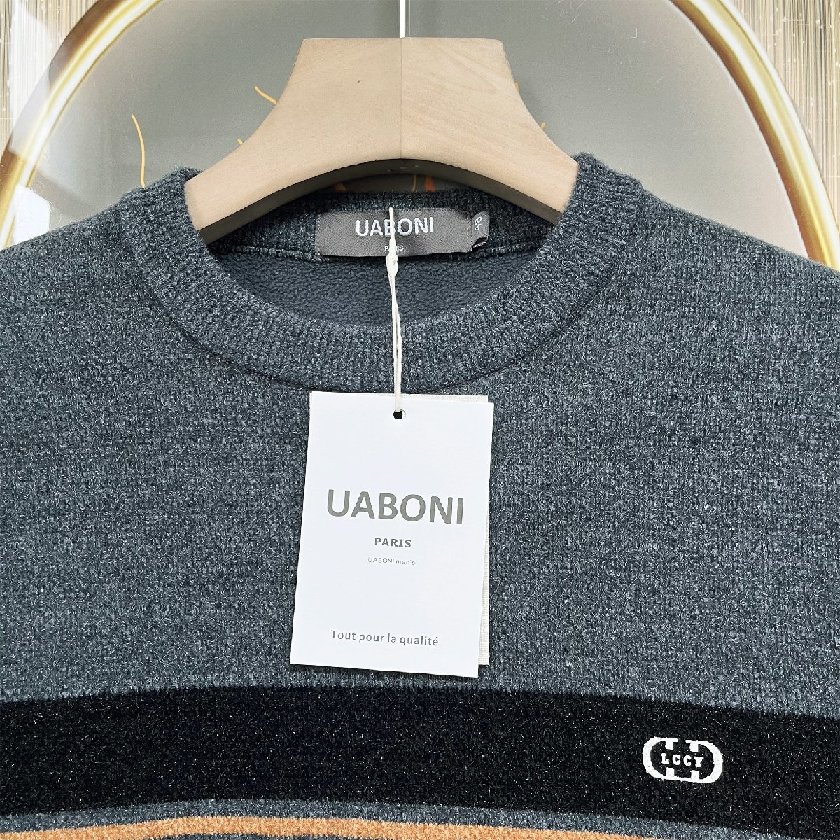 最上級EU製＆定価5万◆UABONI*Paris*セーター*ユアボニ*パリ発◆カシミヤ ソフト 厚手 防寒 リブ編み 暖かい ニット 秋冬 XL/50サイズ_画像3