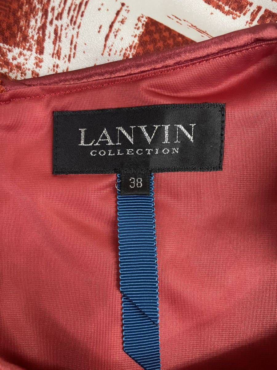 LANVIN ランバン　レディース　総柄 リボン装飾　ノースリーブ ワンピース ドレス_画像3