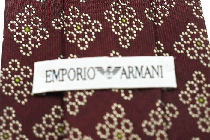 エンポリオ・アルマーニ ドット 花柄 パネル柄 ブランド ネクタイ メンズ ブラウン EMPORIO ARMANI_画像4