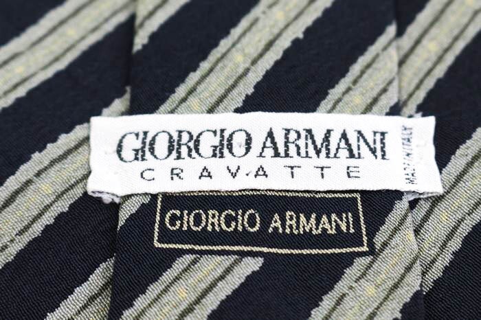 ジョルジオアルマーニ シルク ストライプ柄 伊製生地 イタリア製 ブランド ネクタイ メンズ ブラック GIORGIO ARMANI_画像4