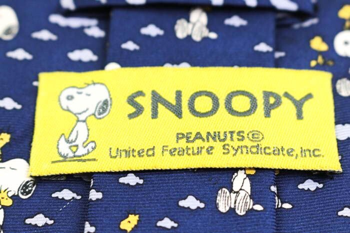 スヌーピー シルク キャラクター柄 アニメ ピーナッツ 総柄 イタリア製 ブランド ネクタイ メンズ ネイビー SNOOPY_画像4