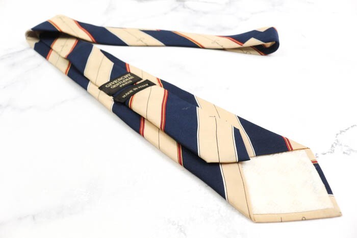 ji van si. silk stripe pattern Italy made brand necktie men's navy GIVENCHY Givenchy 