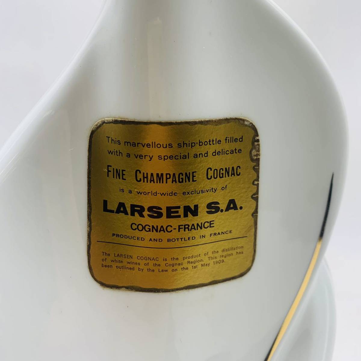 【未開栓】LARSEN ラーセン バイキング シップボトル 白陶器 ブランデー コニャック 古酒 陶器 1330g BR9205の画像3