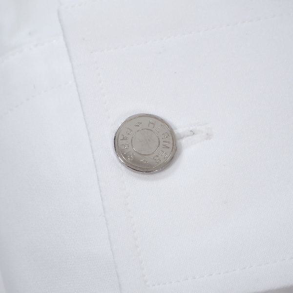 4-ZA019【良品】エルメス HERMES 最高級 セリエボタン コットン 長袖シャツ ホワイト 38 メンズ_画像5