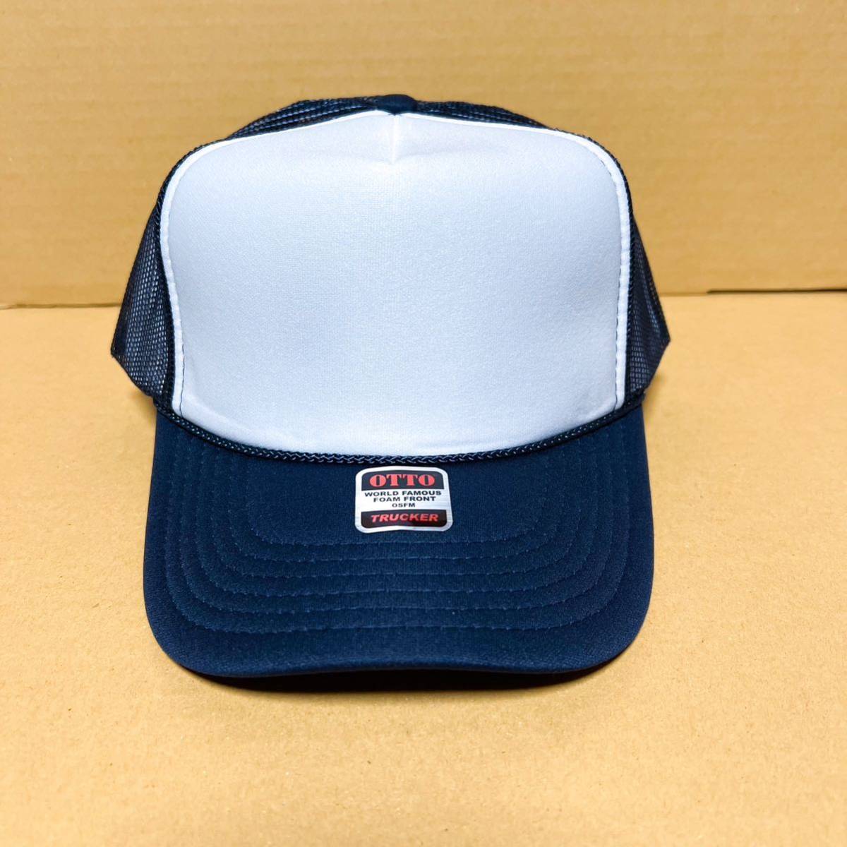 OTTO メッシュキャップ ツートンネイビー ホワイトネイビー 白紺 NAVY オットー CAP 帽子 ミリタリー USA 無地 野球帽_画像3