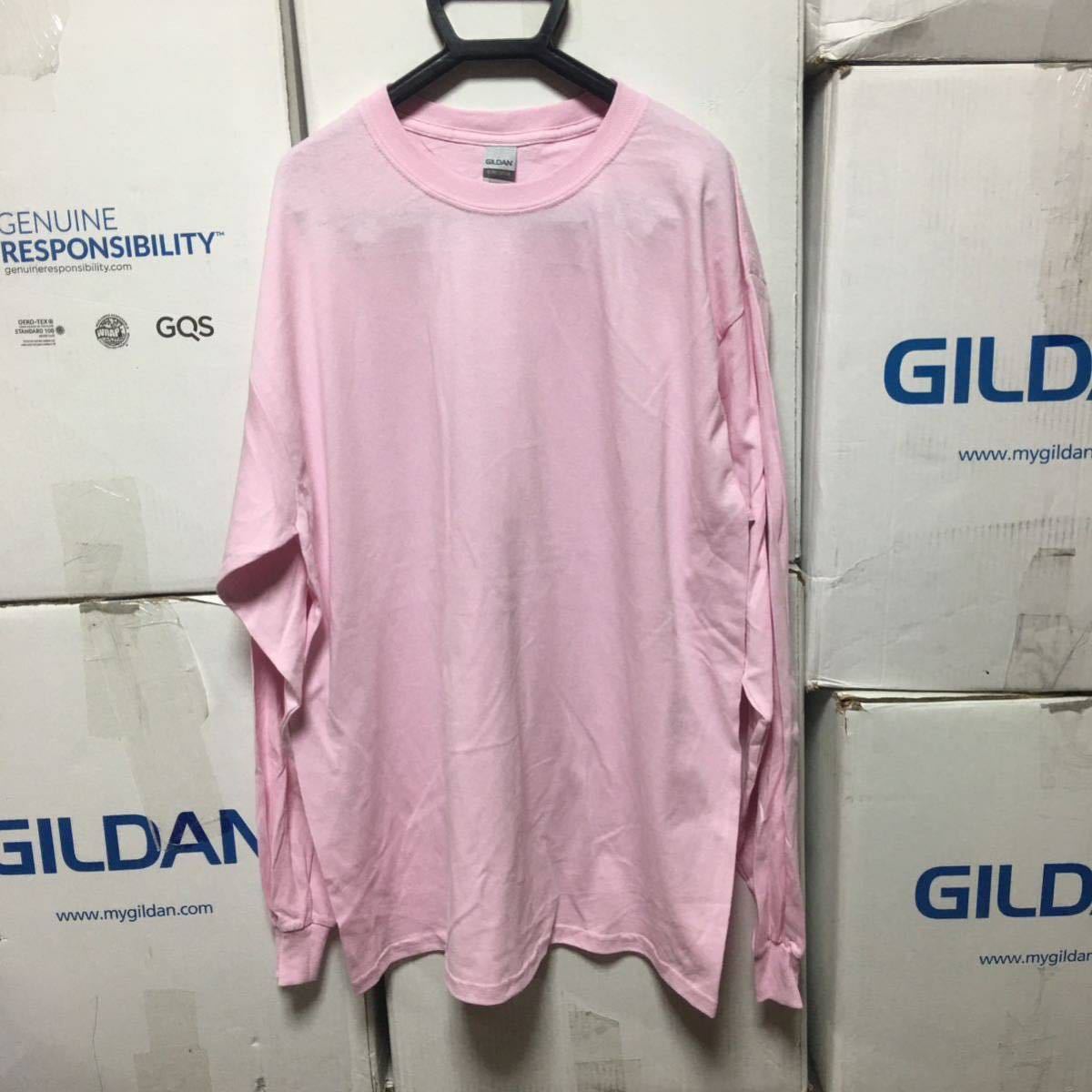 GILDAN ライトピンク S サイズ ロンT 長袖無地Tシャツ ポケット無し 6.0oz ギルダン_画像1