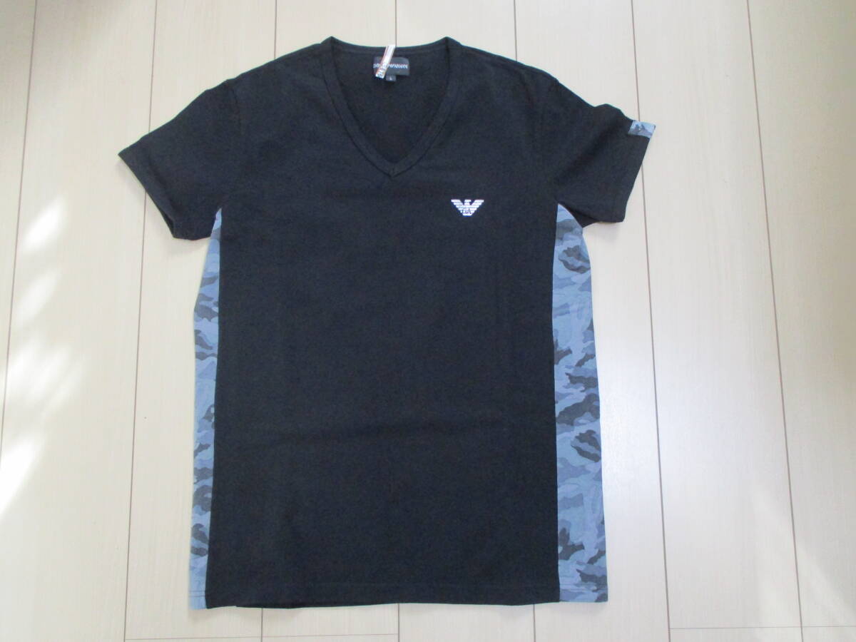 EMPORIO ARMANI メンズTシャツ サイズＬ 黒×青　迷彩　国内正規品　エンポリオアルマーニ _画像1