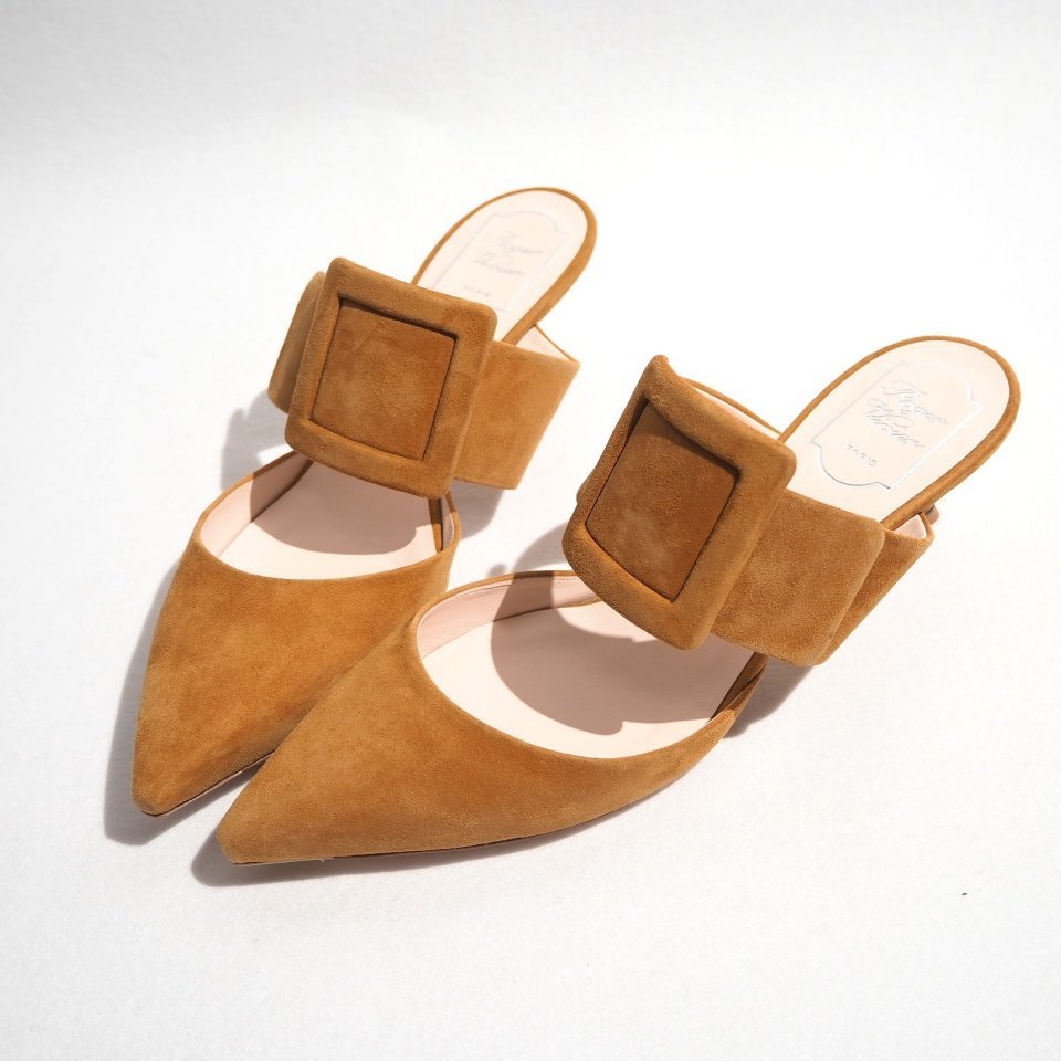 M6911P VRoger Vivierroje vi vi eV new goods cover do buckle suede mules sandals Camel 40/25cm spring ~ autumn rb mks