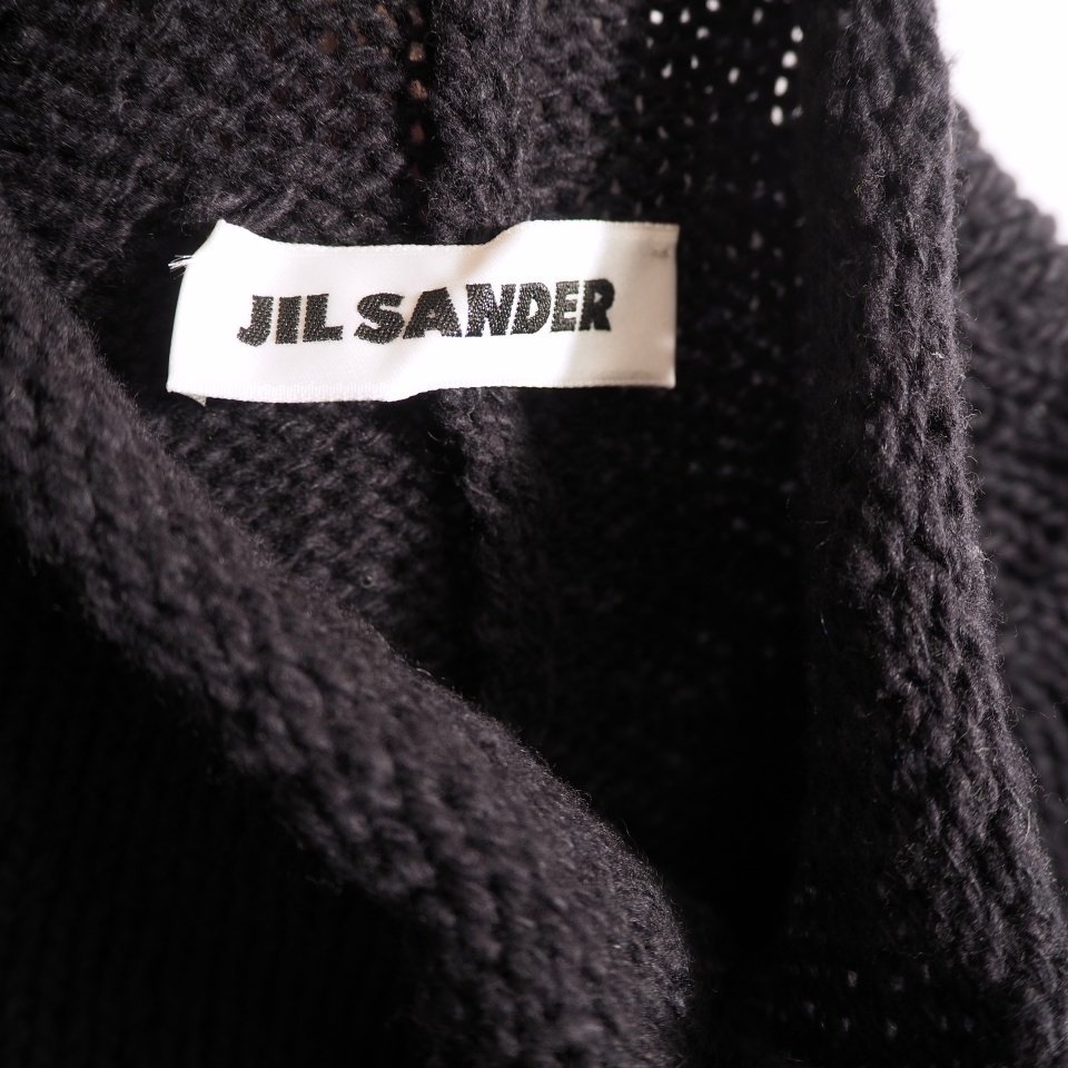 x6018P　▼JIL SANDER ジルサンダー▼　21AW ハイネック フロントドレープ フリル ウールコットンニット ブラック 34 黒 秋冬 rb mks_画像5