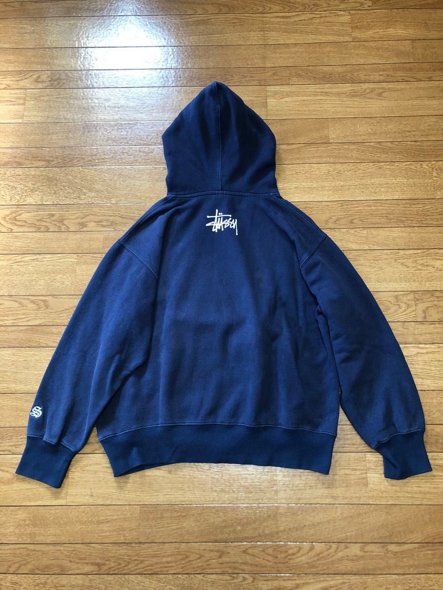 old stussy 90s USA製 Mサイズ フーディー パーカー 紺タグ 赤青タグ フェード ビンテージ プリント