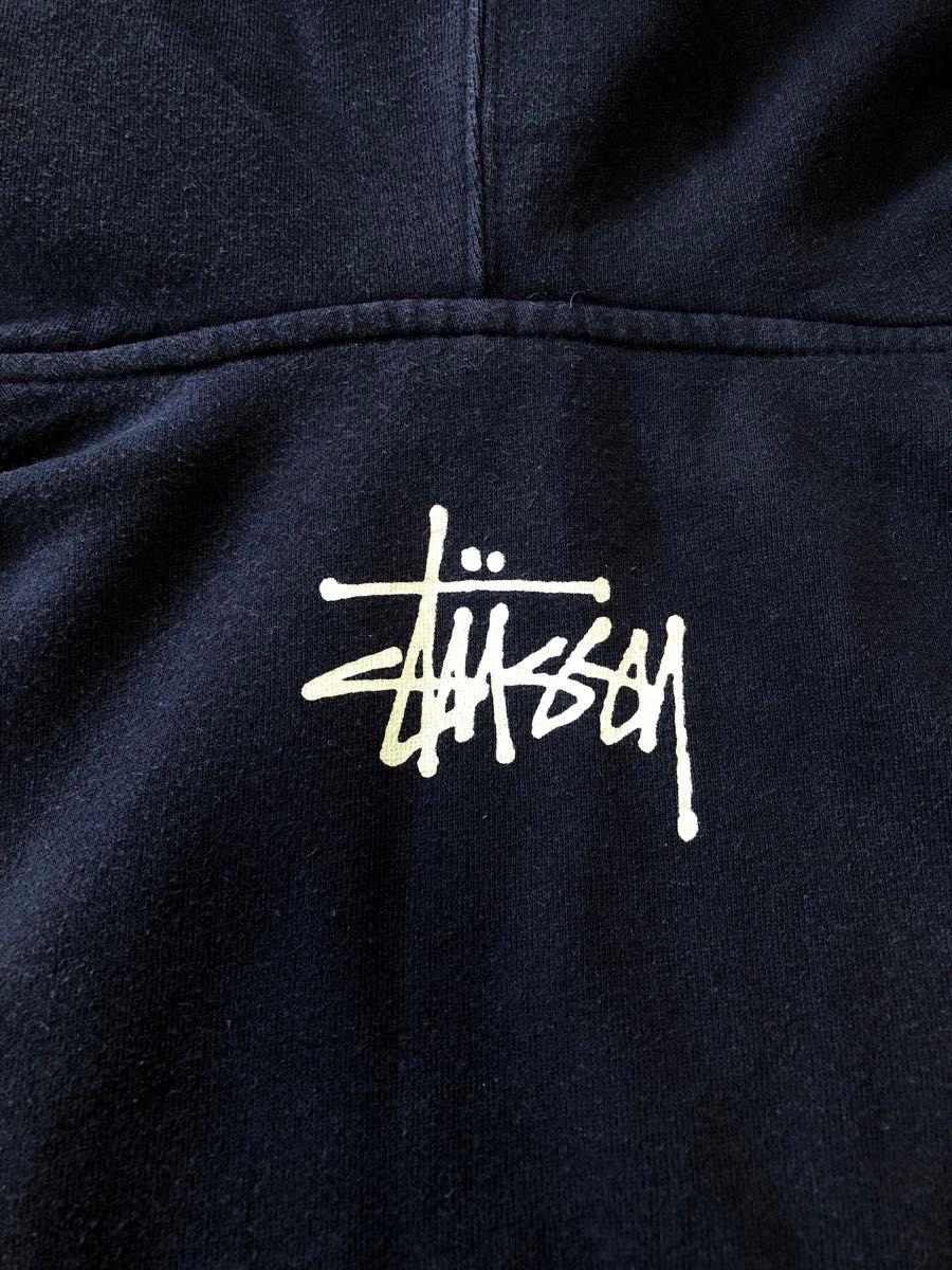 old stussy 90s USA製 Mサイズ フーディー パーカー 紺タグ 赤青タグ フェード ビンテージ プリント