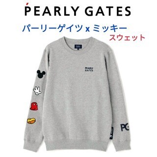 ‡新品国内正規サイズ4　パーリーゲイツ PEARLY GATES 　MICKEY MOUSE SERIES　ミッキーマウス裏起毛スウェット　カラーグレー_画像4