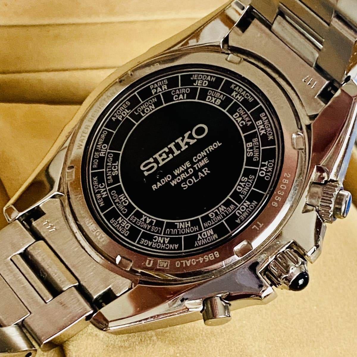 SEIKO ◇ ブライツ ワールドタイム 電波ソーラー 8B54 ◇ SAGA119 セラミックベゼル_画像4