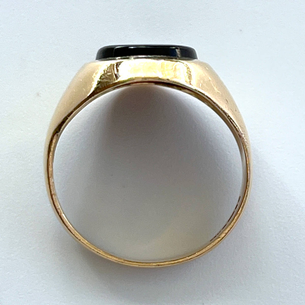 [Vintage]sig net ring 9 gold Gold Gold 375 9ct onyx Britain England made MADE IN UK 14 number 3.4g