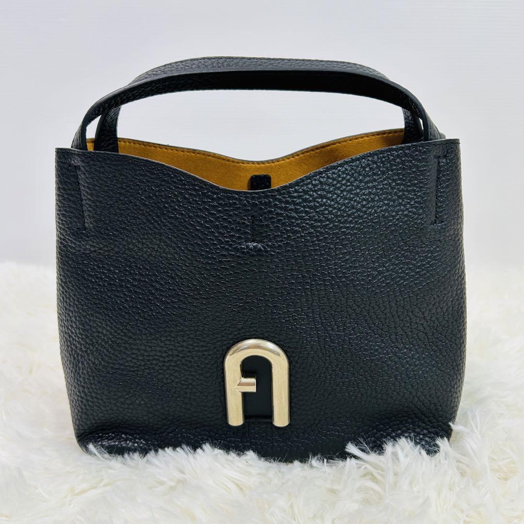 FURLA PRIMULA フルラ プリムラ 2WAY ハンドバッグ ショルダーバッグ レザー レディース 小型 小物 小さい ロゴ ブラック 黒 保存袋付き