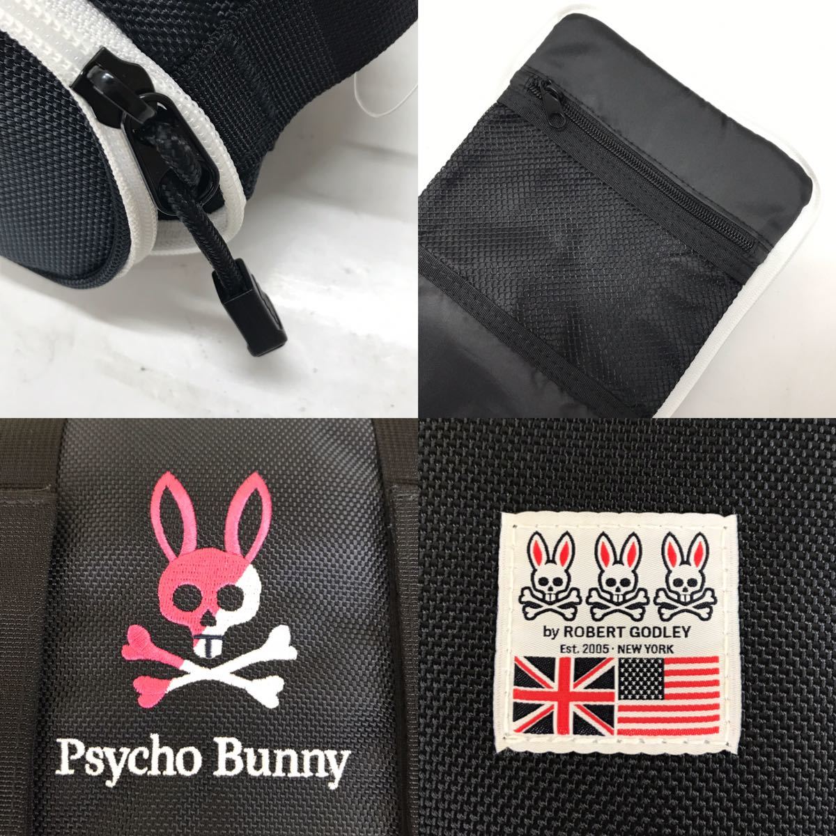 【未使用】Psycho Bunny サイコバニー カートバッグ ロゴ刺繍 ブラック 黒 ゴルフウェア_画像8
