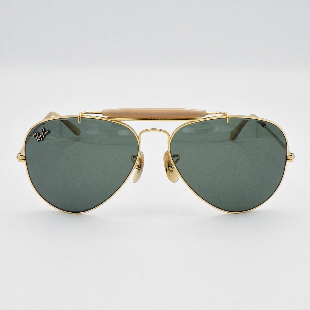 C24-243 B＆L ボシュロム RAY-BAN レイバン OUTDOORS MAN アウトドアーズマン サングラス 58□14 ゴールド 立体ロゴ ヴィンテージ USA製_画像2