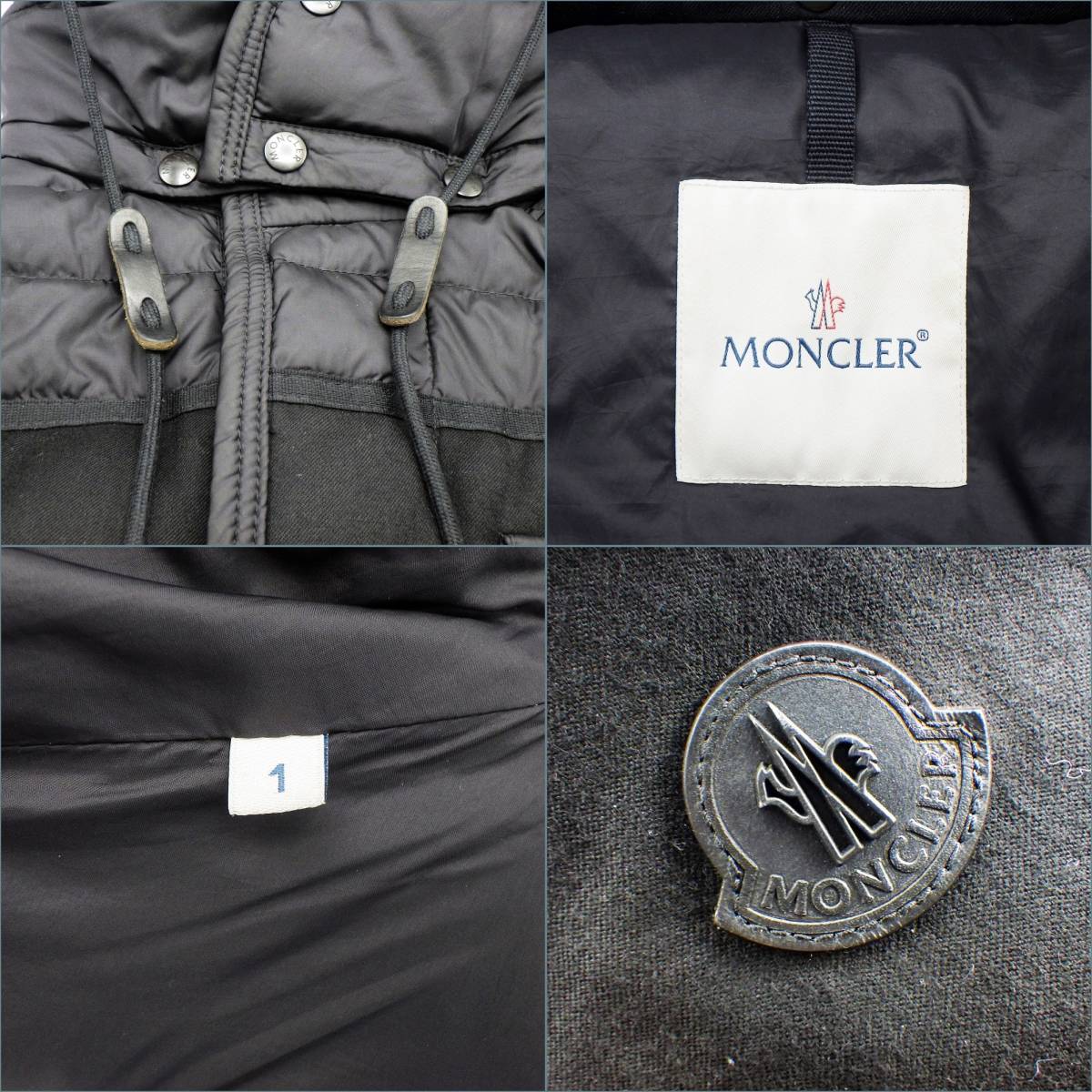 C24-88 【一部難有】 MONCLER モンクレール 4139285 53227 RYAN GIUBBOTTO ライアンジュポット ダウンジャケット ナイロン ウール サイズ1_画像10