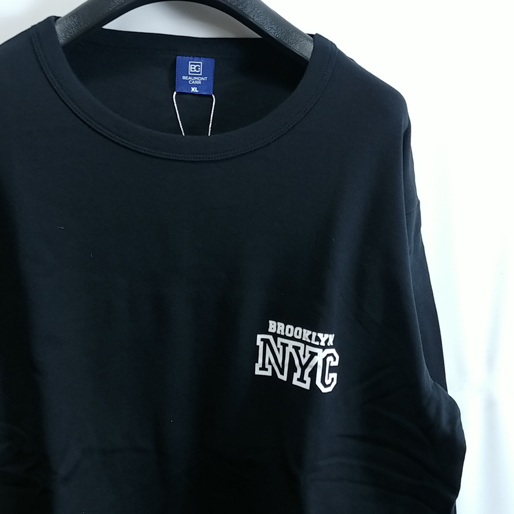 XL/新品 ロゴ Tシャツ 長袖 カットソー ロンT カレッジ ロゴ ビッグシルエット ストレッチ フライス ブラック as3013_画像3
