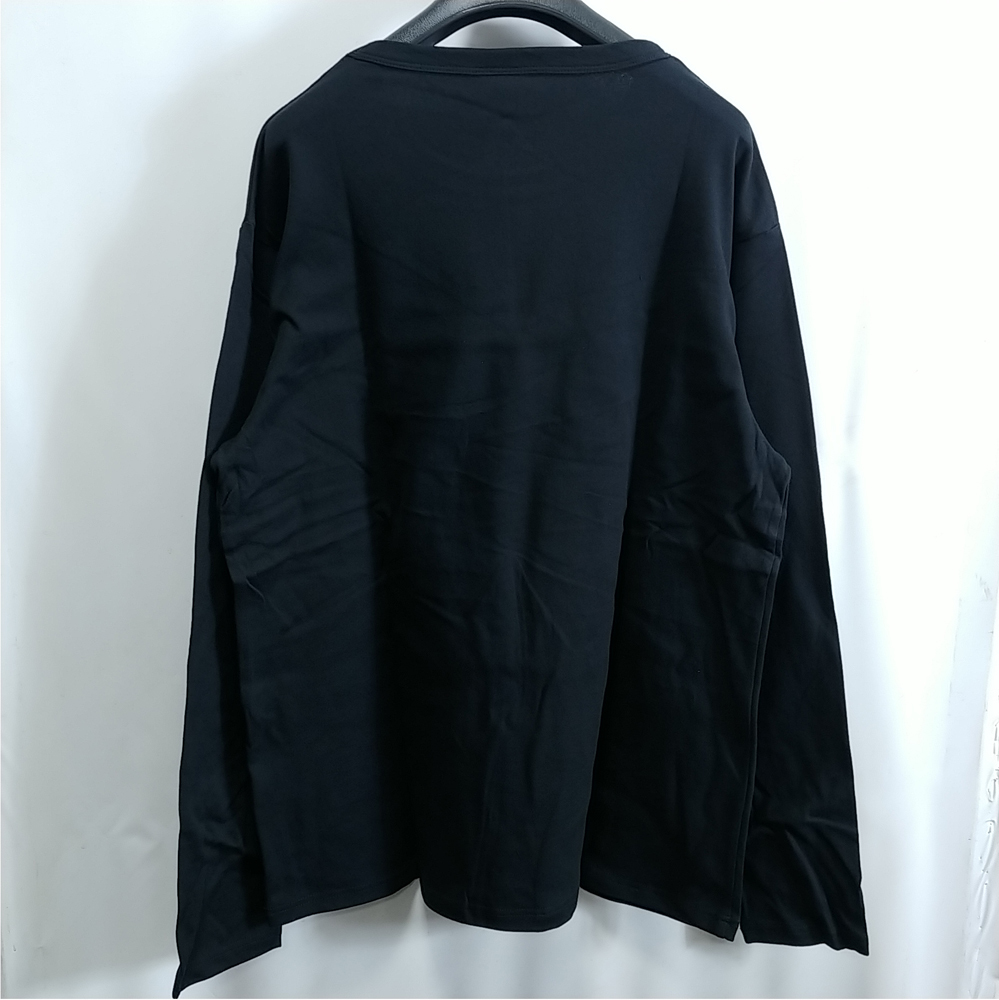 XL/新品 ロゴ Tシャツ 長袖 カットソー ロンT カレッジ ロゴ ビッグシルエット ストレッチ フライス ブラック as3013_画像5
