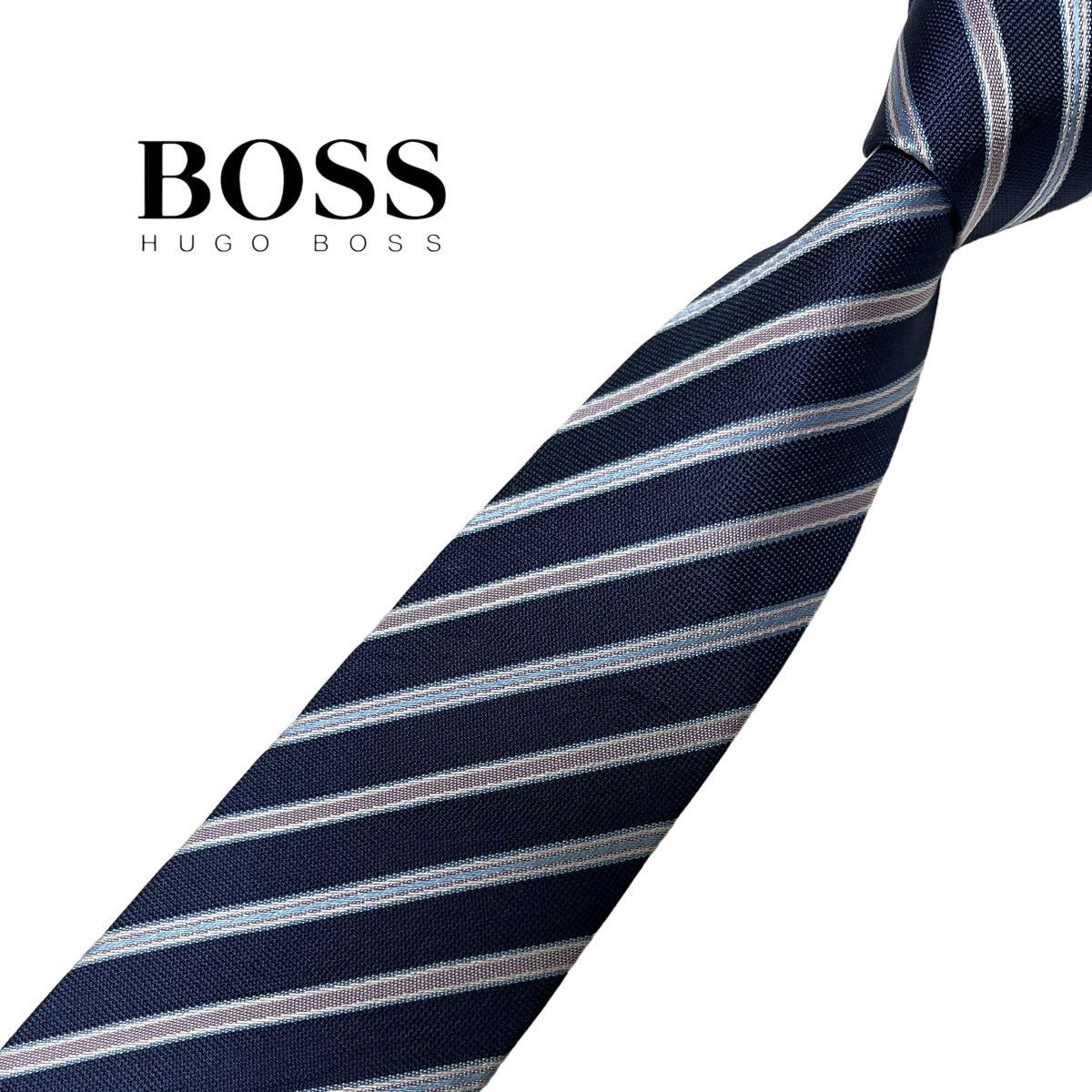 HUGO BOSS ネクタイ ナロータイ レジメンタル柄 ストライプ柄 ヒューゴボス USED 中古 m796_画像1