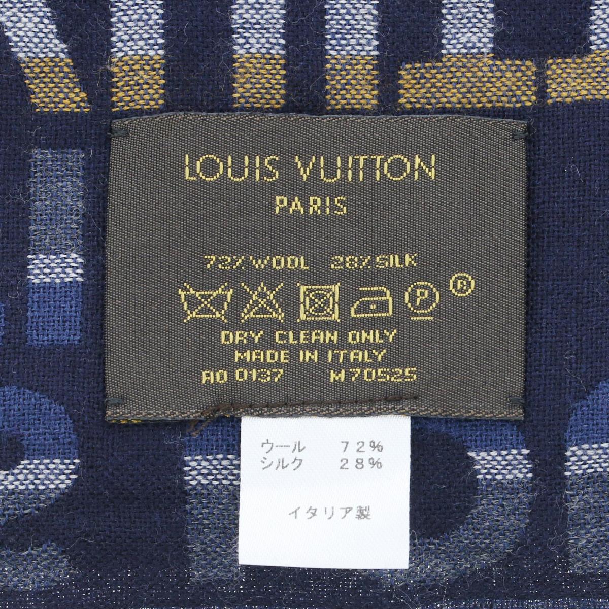 LOUIS VUITTON ルイヴィトン 服飾 ショール ロゴ ストライプ マフラー RS M70525 ウール72% シルク28%_画像6