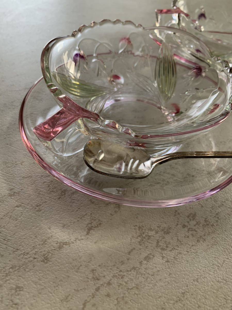 【新品】曽我ガラス グレースコレクション デザートカップセット エンボスガラス レトロ 薔薇 ローズの画像7