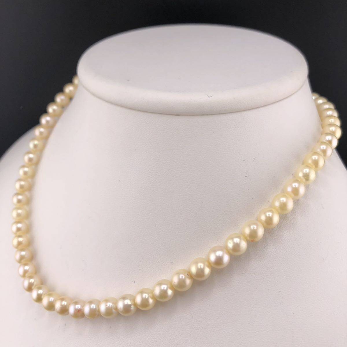 E02-4015☆☆アコヤパールネックレス 6.5mm~7.0mm 40cm 30g ( アコヤ真珠 Pearl necklace SILVER )_画像2