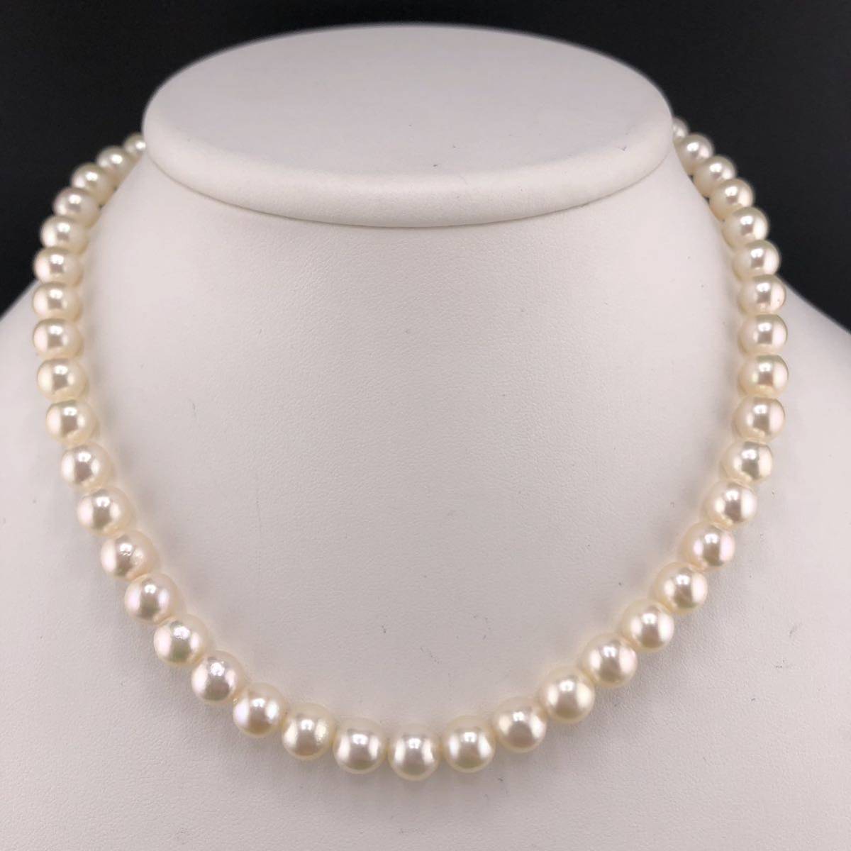 E02-2873 箱付き☆アコヤパールネックレス 7.5mm~8.0mm 40g ( アコヤ真珠 Pearl necklace SILVER )
