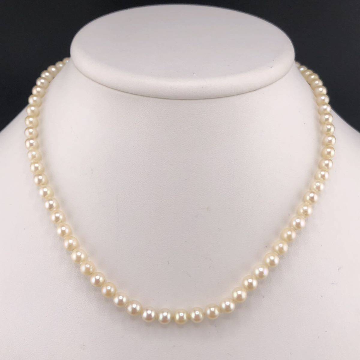 P02-0028 アコヤパールネックレス 5.0mm~5.5mm 40cm 16g ( アコヤ真珠 Pearl necklace SILVER )_画像1
